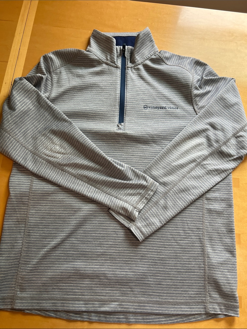 Vineyard Vines Gray Striped Quarter-Zip Pullover
